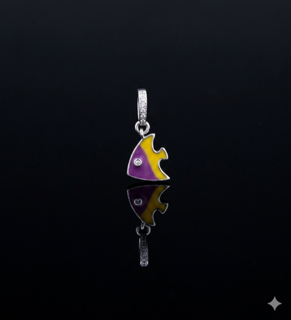 Tropical Fish Enamel Charm in 925 Sterling Silver