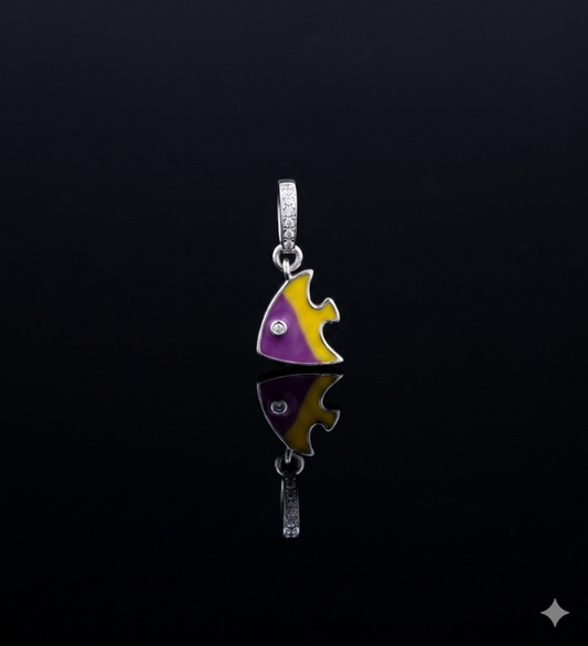 Tropical Fish Enamel Charm in 925 Sterling Silver
