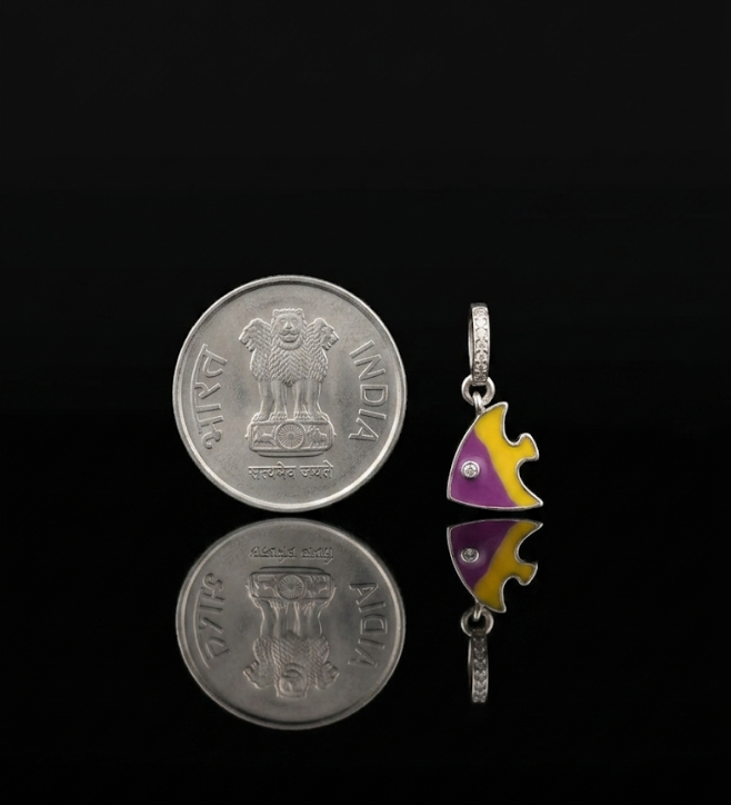 Tropical Fish Enamel Charm in 925 Sterling Silver