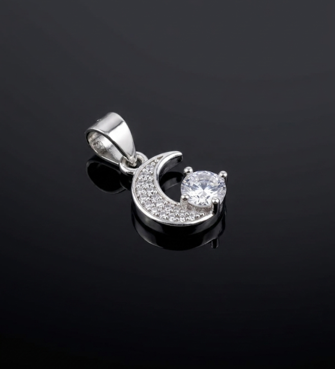925 Sterling Silver Celestial Moon Pendant