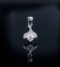 Whale Tail Crystal Pendant in 925 Sterling Silver
