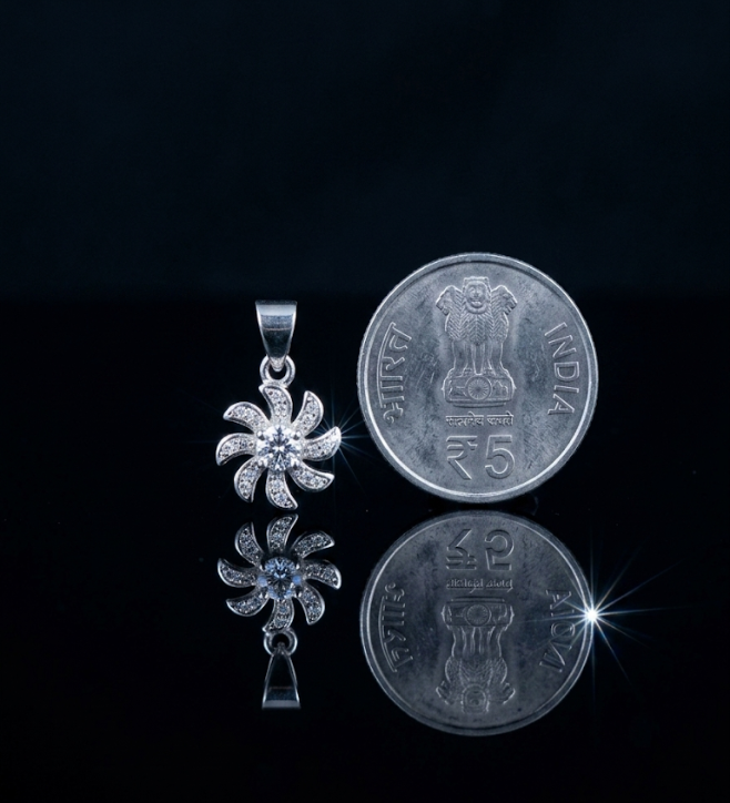 925 Sterling Silver Floral Pinwheel Pendant