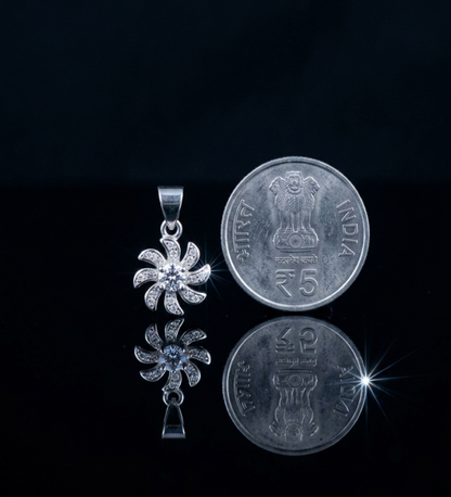 925 Sterling Silver Floral Pinwheel Pendant