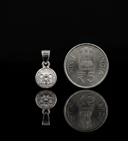 Classic Halo Round Brilliant 925 Sterling Silver Pendant