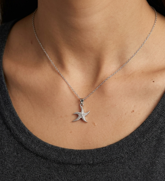 Dancing Starfish 925 Sterling Silver Pendant