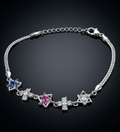 925 Sterling Silver Multi-Stone Symbol Charm Bracelet