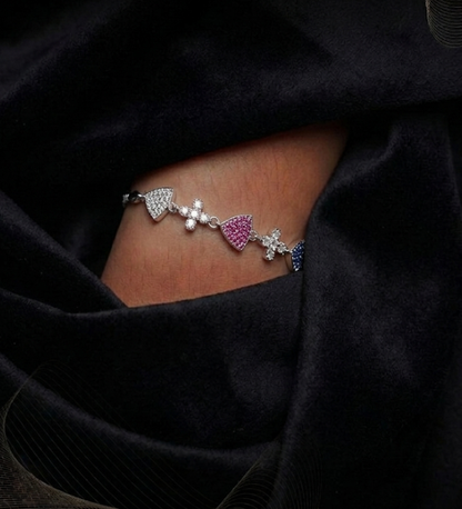 Colorful Geometric Charm Bracelet in 925 Sterling Silver