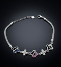 925 Sterling Silver Multi-Heart Colorful Stone Bracelet