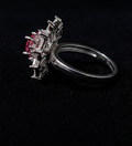 925 Sterling Silver Vintage Ruby Floral Statement Ring