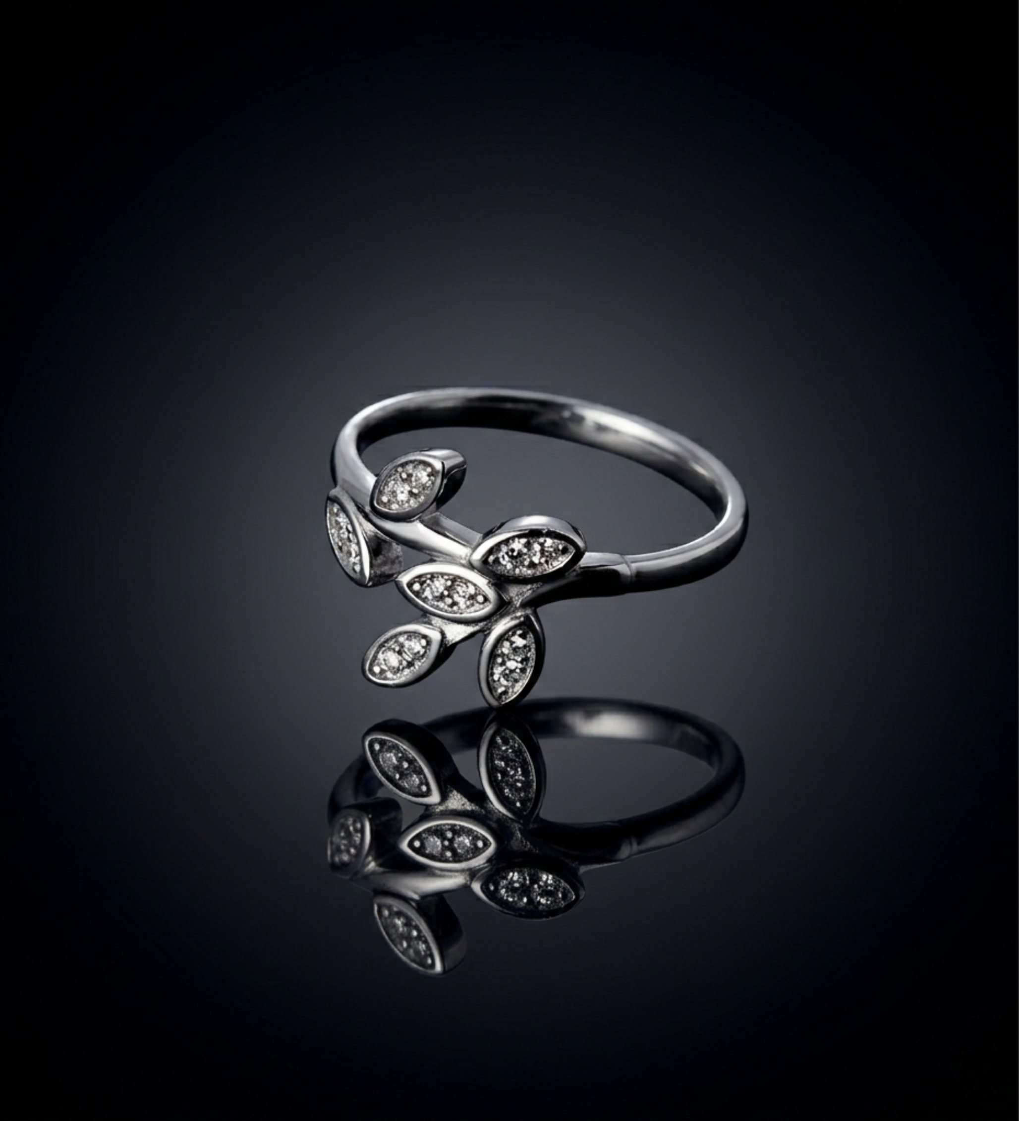 Sterling Silver AD Diamond Flower Ring