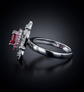 925 Sterling Silver Snowflake Ring with Pink Tourmaline and CZ Accents
