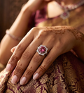 925 Sterling Silver Snowflake Ring with Pink Tourmaline and CZ Accents