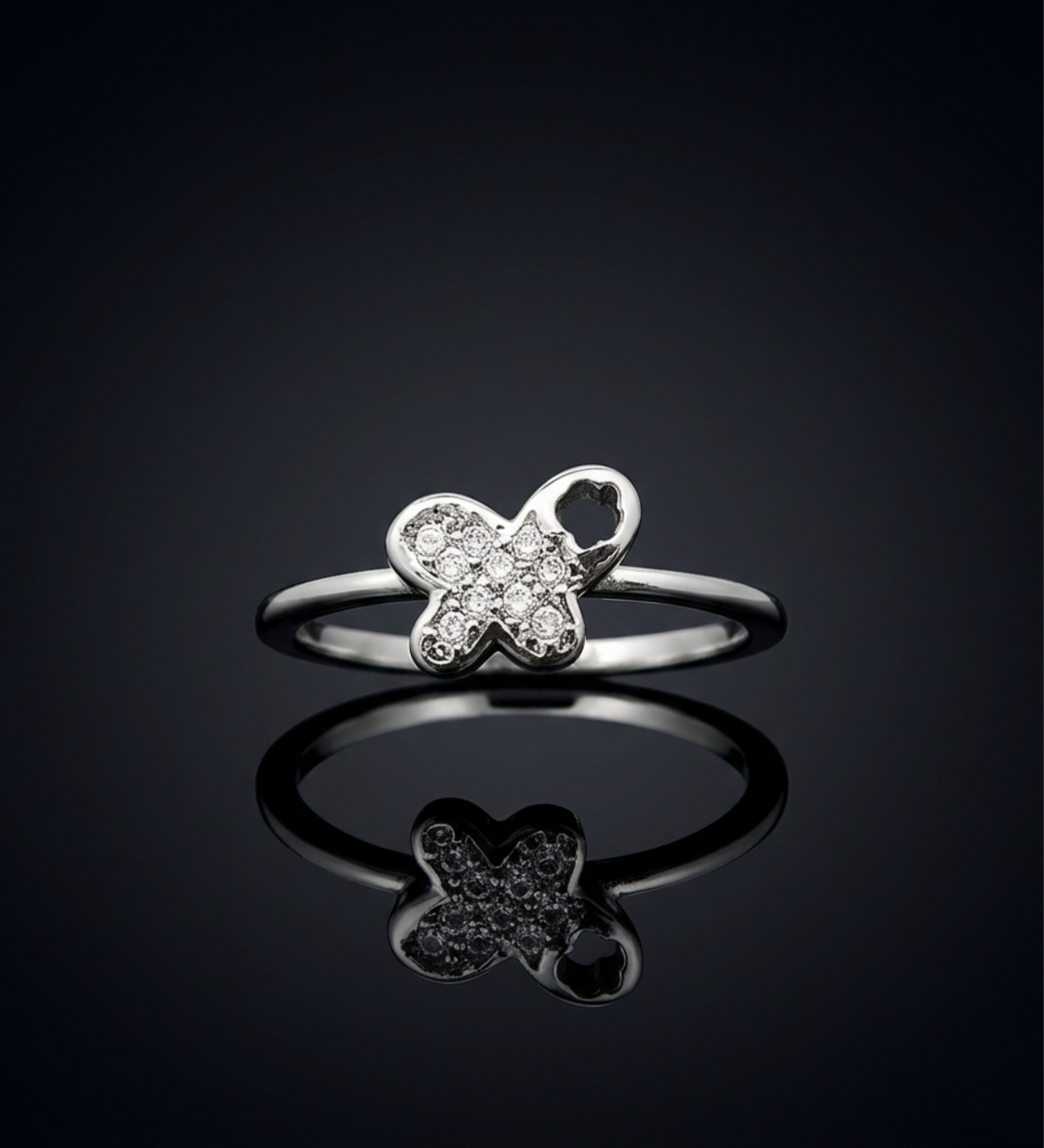 Sterling Silver Four Petal AD Ring