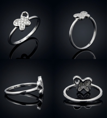 Sterling Silver Four Petal AD Ring