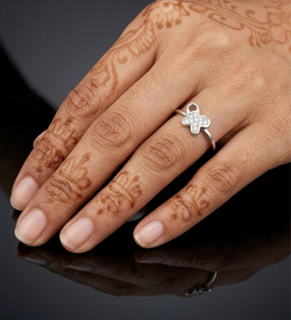 Sterling Silver Four Petal AD Ring