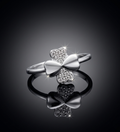 925 Sterling Silver Sparkling Clover Ring