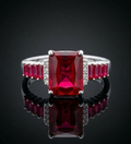 Sterling Silver Semi Precious Ruby Rhythms  AD Ring
