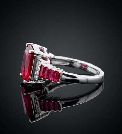 Sterling Silver Semi Precious Ruby Rhythms  AD Ring