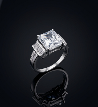 Sterling Silver Elegant Emerald Cut AD Ring