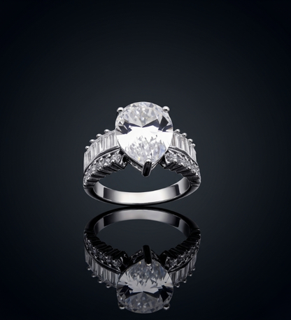 Sterling Silver Heart Shape Centerstone AD Ring
