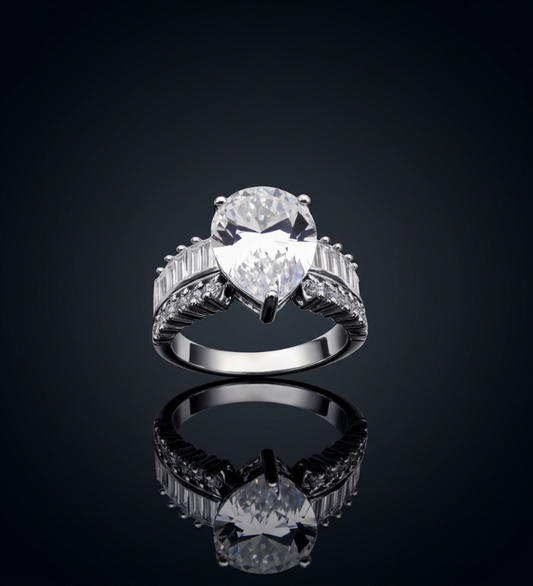 Sterling Silver Heart Shape Centerstone AD Ring
