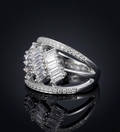 925 Silver Multi-Row CZ Bagurtte and Round Cut Ring