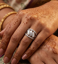 925 Silver Multi-Row CZ Bagurtte and Round Cut Ring