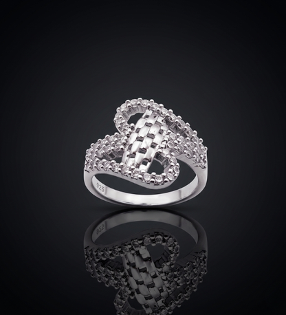 925 Silver Sparkling Crossover Weave Ring S