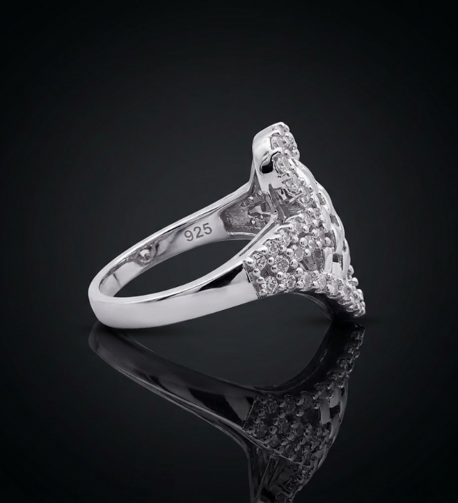 925 Silver Sparkling Crossover Weave Ring S