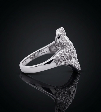 925 Silver Sparkling Crossover Weave Ring S