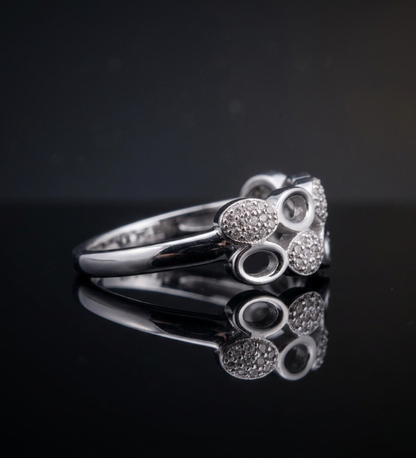 925 Silver Open-Circle and CZ Diamond Ring L