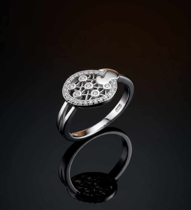 925 Silver Starburst Oval Ring S