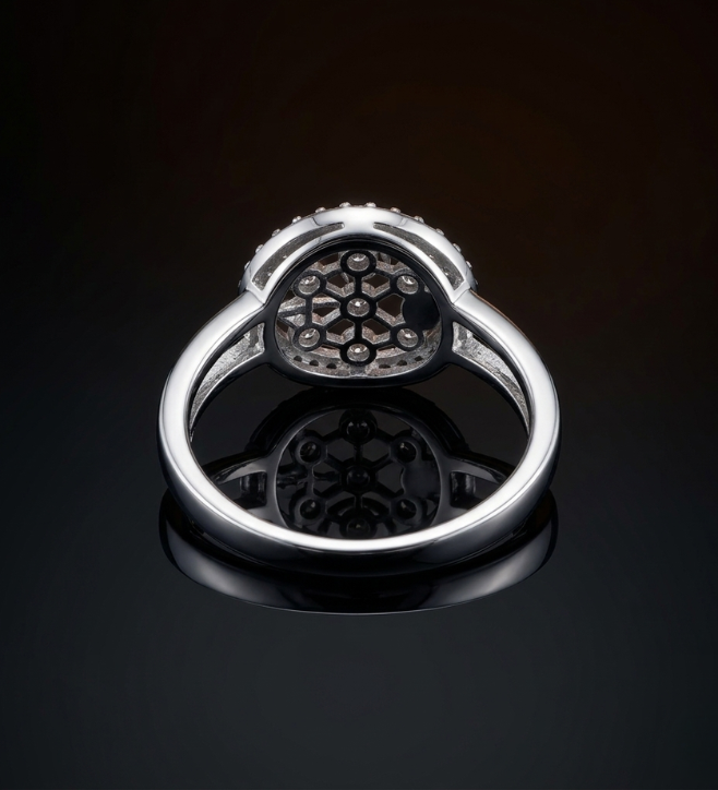 925 Silver Starburst Oval Ring L