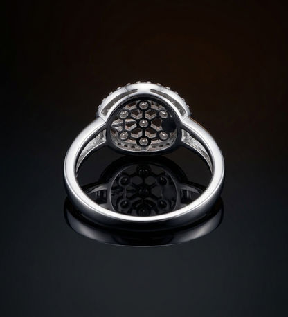 925 Silver Starburst Oval Ring L