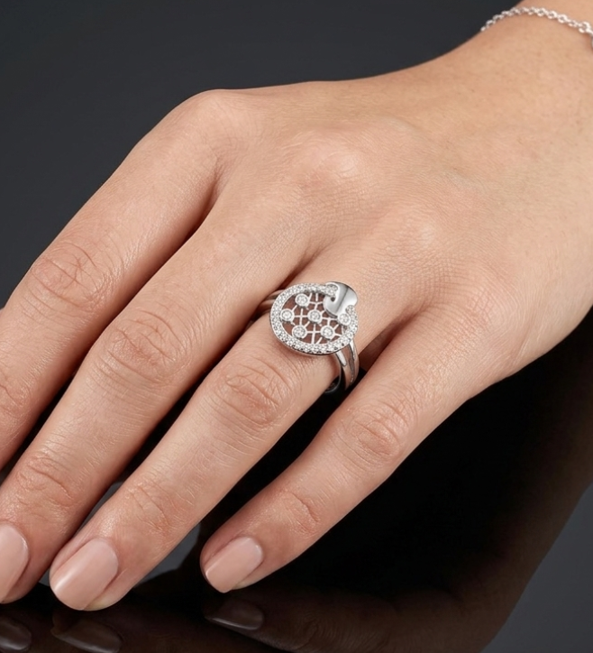 925 Silver Starburst Oval Ring L