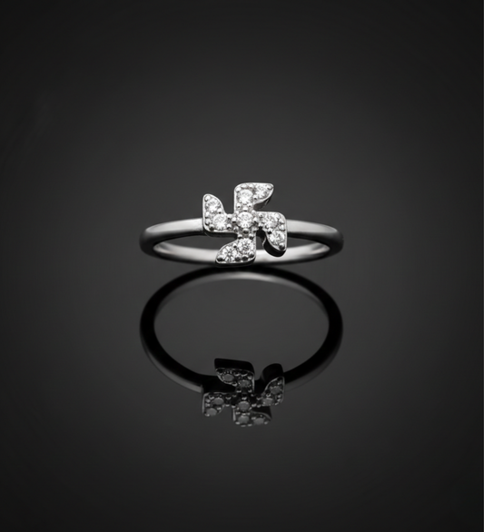 Swastik 925 Light Weight AD Ring L