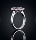 Sterling Silver Rose Gold Clove with Purple Crystal Ring S
