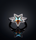 Sterling Silver Star Shape Multi-Colour CZ Ring