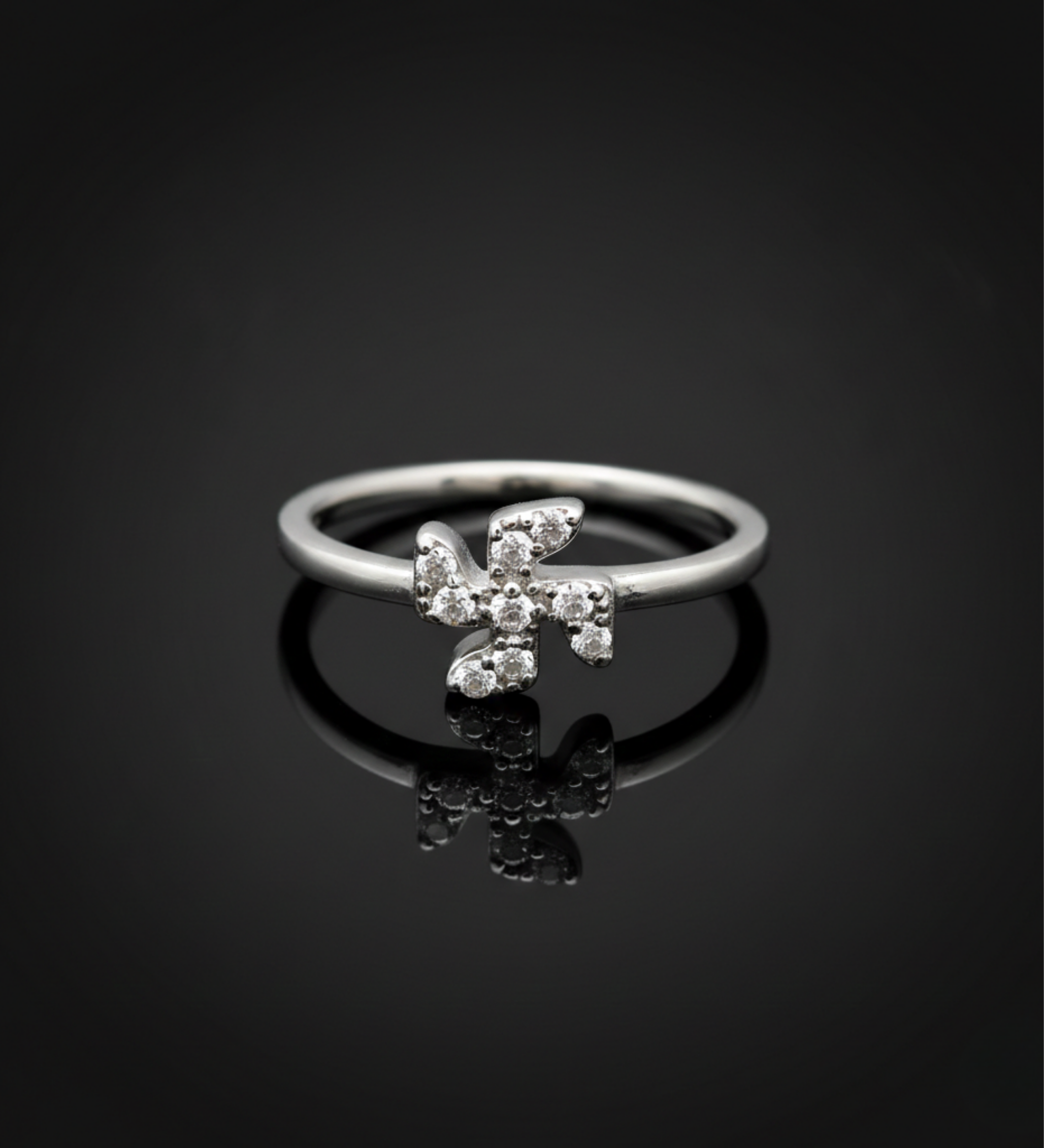 Swastik 925 Light Weight AD Ring L