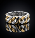 Two-Tone Curb Link 925 Sterling Silver Ring