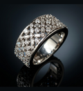 Elegant Lattice Band 925 Sterling Silver CZ Stone Ring