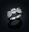 Elegant Solitaire Bow Statement Ring in 925 Sterling Silver