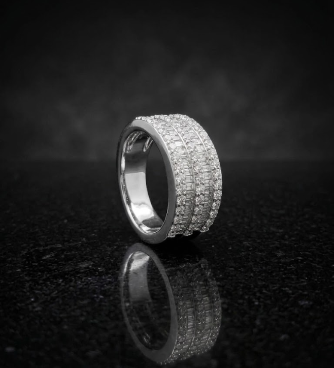Luxurious Multi-Row CZ Band 925 Sterling Silver Ring