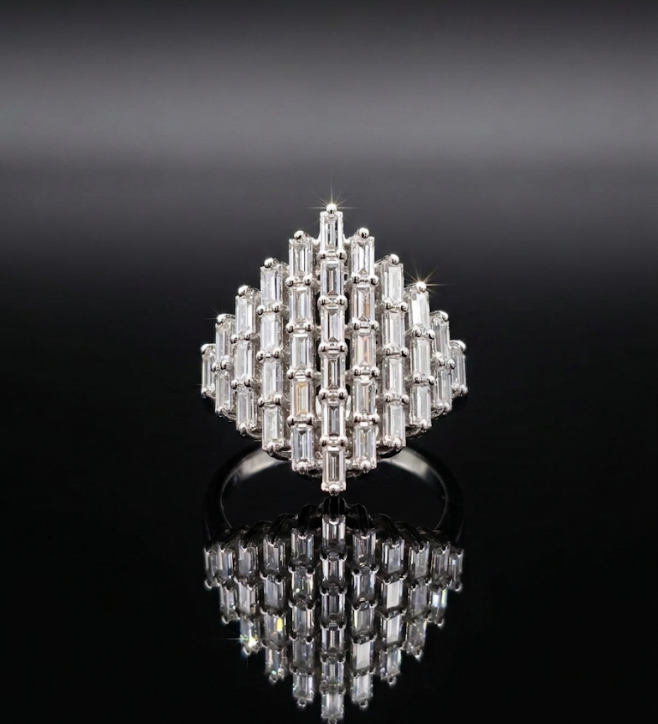 925 Sterling Silver Geometric Cluster Ring