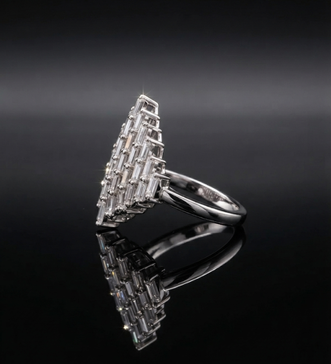925 Sterling Silver Geometric Cluster Ring