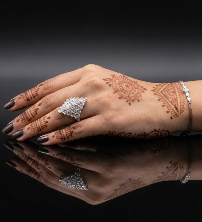925 Sterling Silver Geometric Cluster Ring