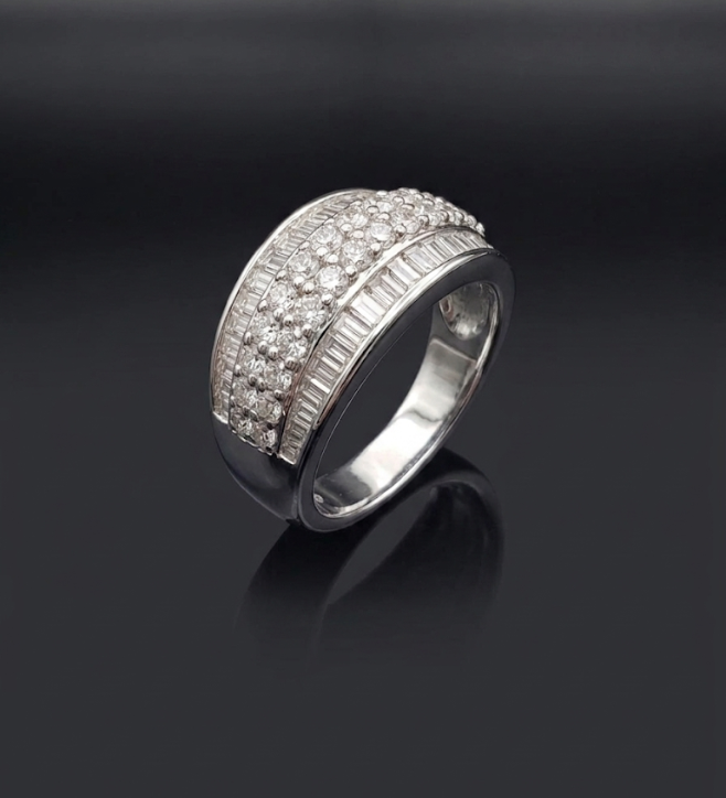 Elegant Multi-Row CZ Band 925 Sterling Silver Ring
