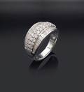 Elegant Multi-Row CZ Band 925 Sterling Silver Ring