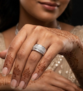 Elegant Multi-Row CZ Band 925 Sterling Silver Ring