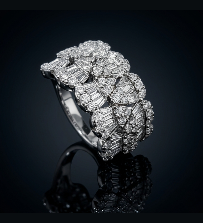 Luxurious Multi-Row CZ Statement Ring in 925 Sterling Silver